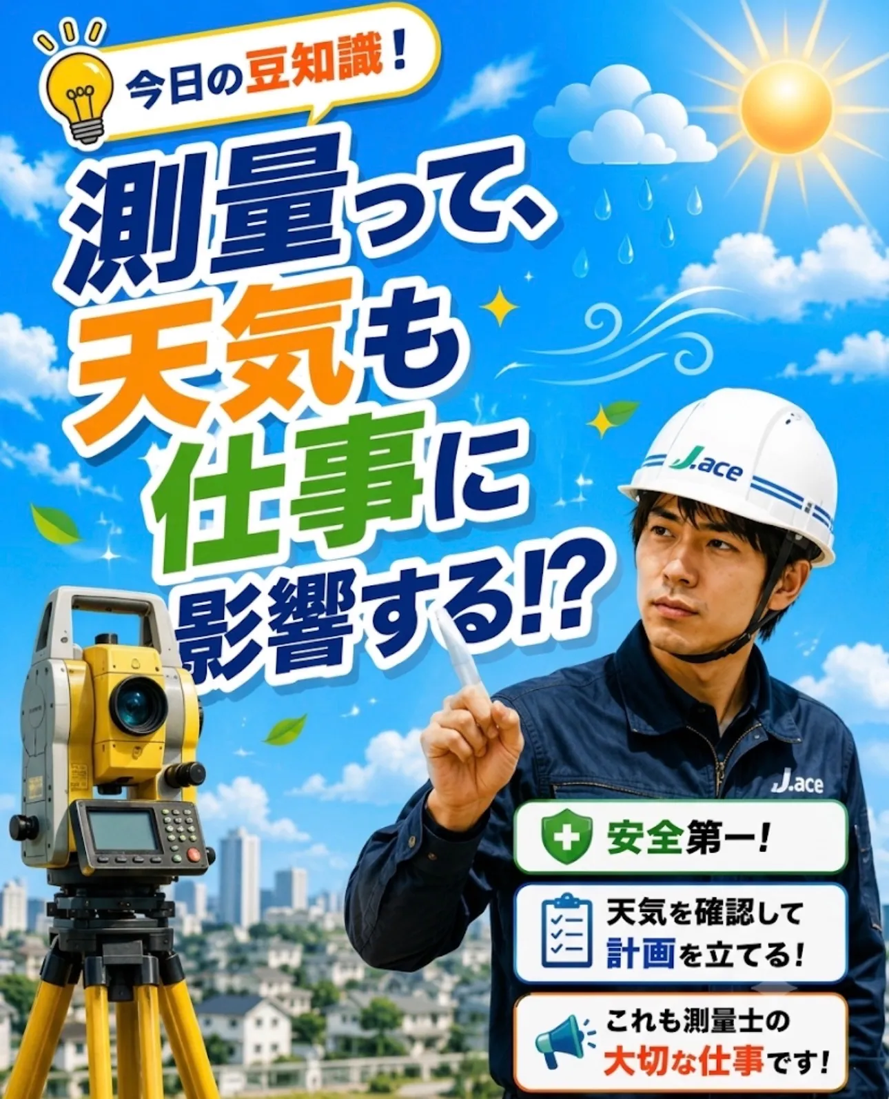 測量って、天気も仕事に影響する!?🌤