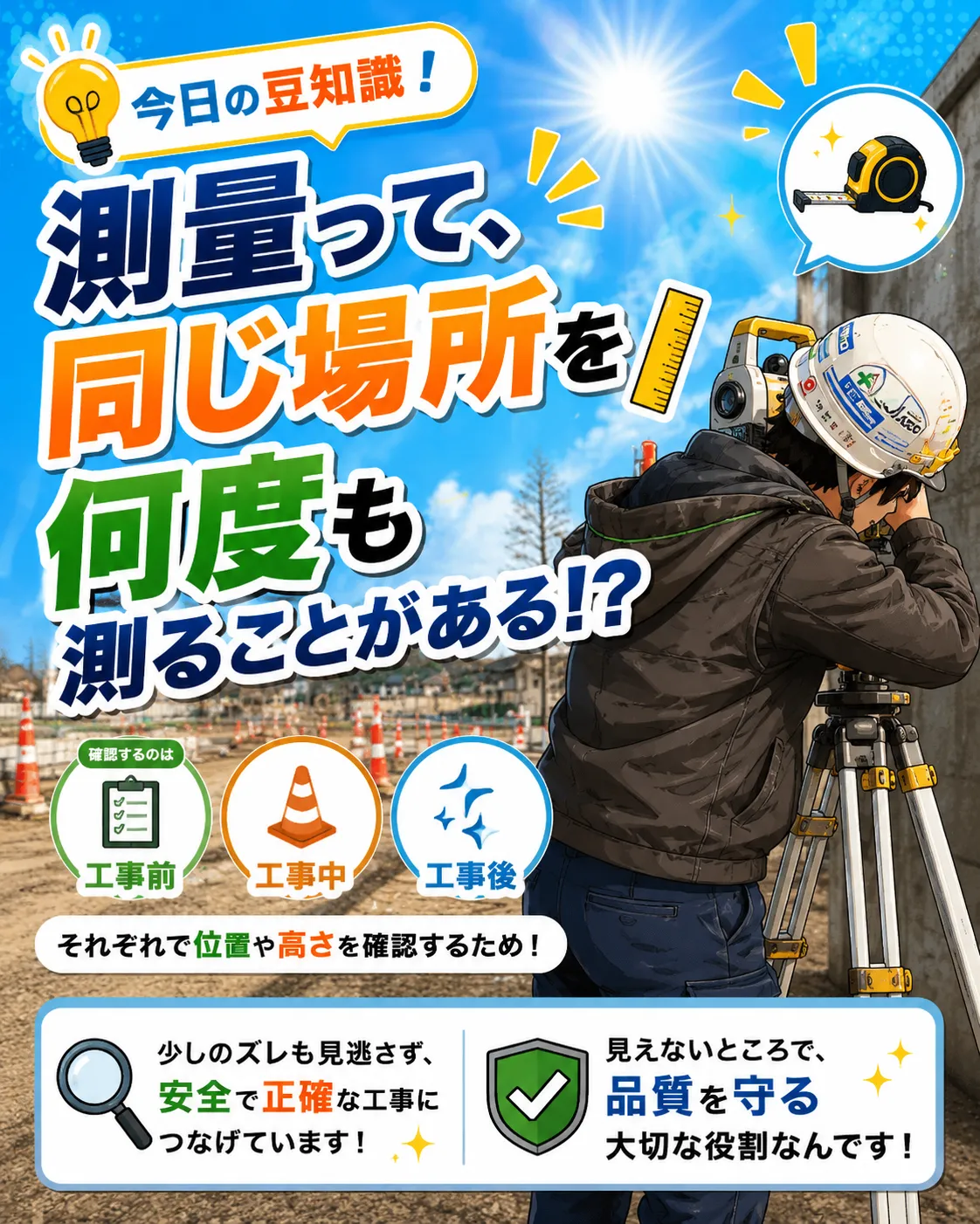 測量って、同じ場所を何度も測ることがある!?
